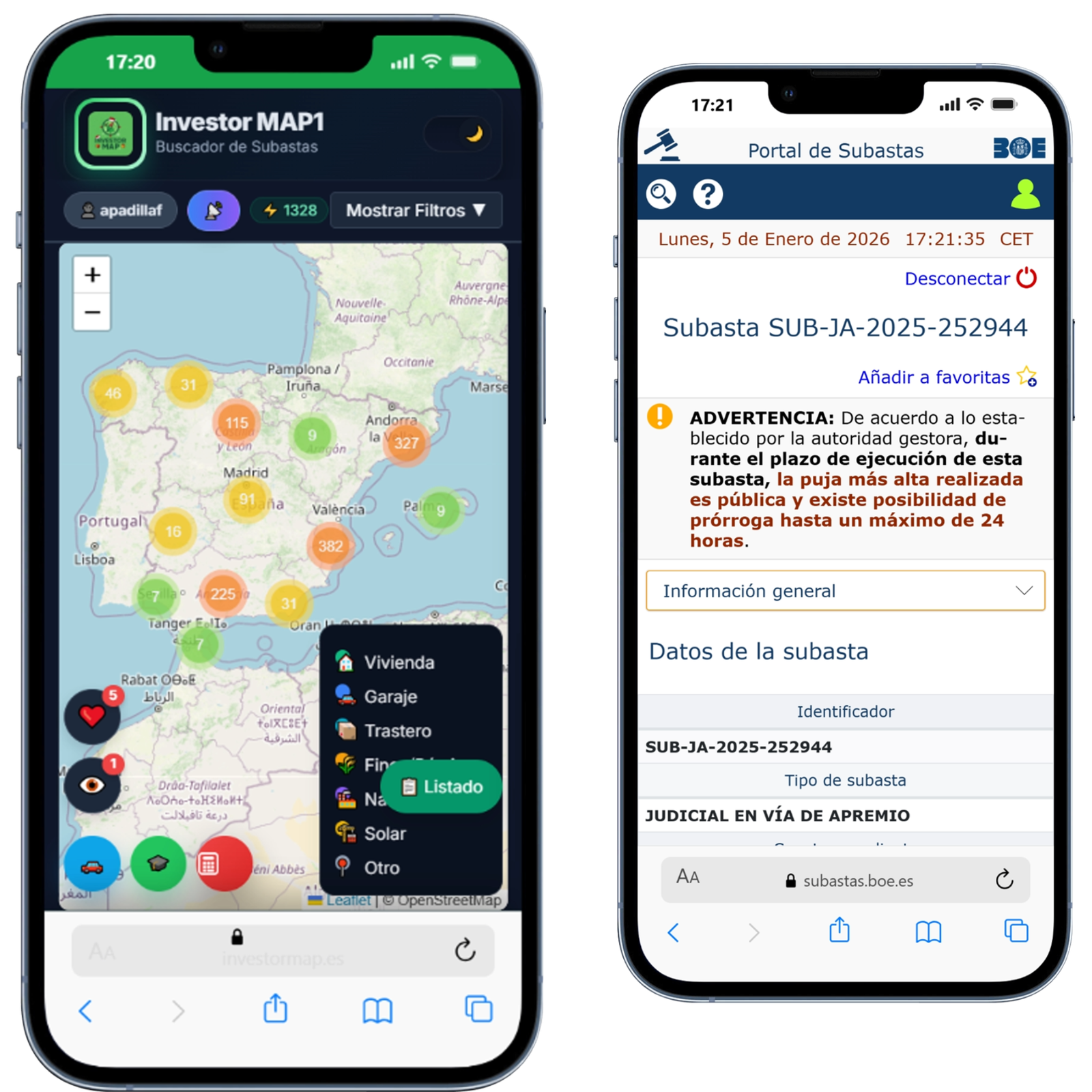 Dashboard InvestorMAP UI