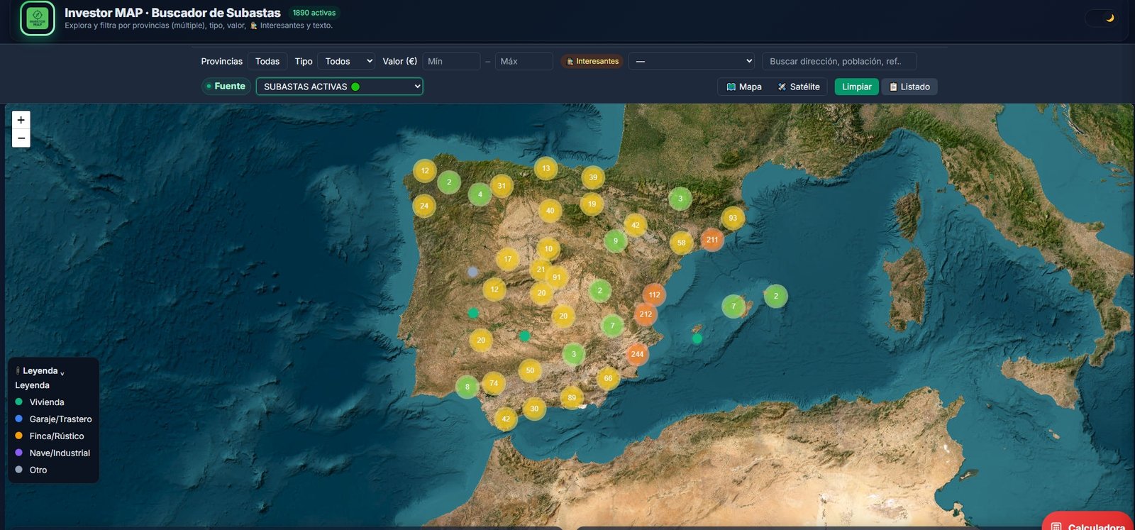 Mapa Interactivo Subastas BOE